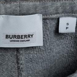 Pre Owned Burberry Grey Cotton Logo Printed Drawstring Shorts S