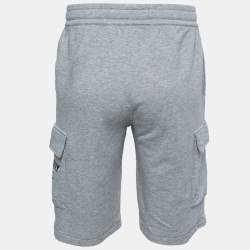 Pre Owned Burberry Grey Cotton Logo Printed Drawstring Shorts S