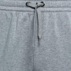 Pre Owned Burberry Grey Cotton Logo Printed Drawstring Shorts S