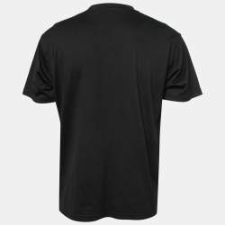 Burberry Black Cotton Logo Embroidered Short Sleeve T-Shirt M