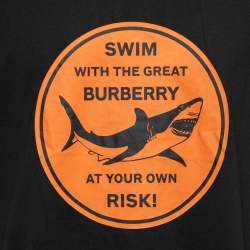 Pre Owned Burberry Black Cotton Shark Print T-Shirt M
