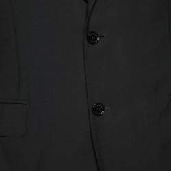 Burberry Black Virgin Wool Button Front Blazer XL