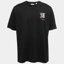 Burberry Black Cotton Hesford TB Monogram T-Shirt XL Burberry