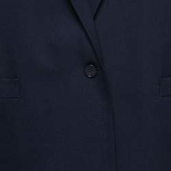 Pre Owned Burberry Vintage Navy Blue Wool Blend Single-Breasted Blazer XXL