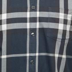 Burberry Blue Checked Cotton Button Down Shirt M