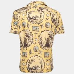 Pre Owned Burberry Butter Yellow Castle Print Cotton Pyjama Style Shirt M