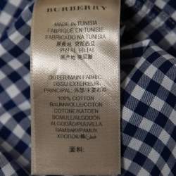 Burberry Blue Checked Cotton Button Front Shirt L