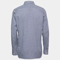 Burberry Blue Checked Cotton Button Front Shirt L