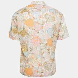 Pre Owned Burberry Multicolor Floral Printed Cotton Short Sleeved Shirt L