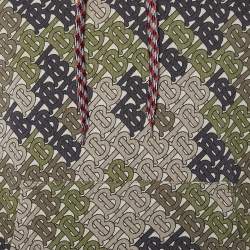 Pre Owned Burberry Green Camouflage Monogram Printed Cotton Knit Hoodie S