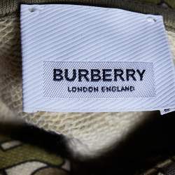 Pre Owned Burberry Green Camouflage Monogram Printed Cotton Knit Hoodie S