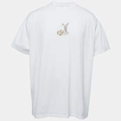 Burberry White Bambi Print Cotton Crew Neck T-Shirt XXL