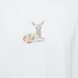 Burberry White Bambi Print Cotton Crew Neck T-Shirt XXL