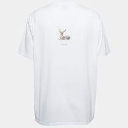 Burberry White Bambi Print Cotton Crew Neck T-Shirt XXL