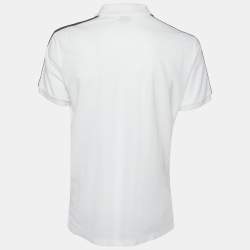 Pre Owned Burberry White Cotton Pique logo Band Detail Stonely Polo T-shirt S