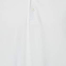 Pre Owned Burberry White Cotton Pique logo Band Detail Stonely Polo T-shirt S