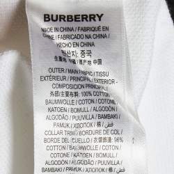 Pre Owned Burberry White Cotton Pique logo Band Detail Stonely Polo T-shirt S