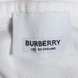 Pre Owned Burberry White Cotton Pique logo Band Detail Stonely Polo T-shirt S