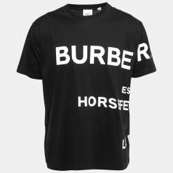 Pre Owned Burberry Black Cotton Horseferry Print T-Shirt S