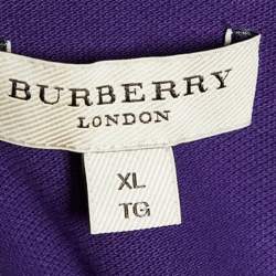 Pre Owned Burberry Purple Cotton Pique Contrast Collar Detail Polo T-Shirt XL