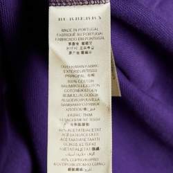 Pre Owned Burberry Purple Cotton Pique Contrast Collar Detail Polo T-Shirt XL