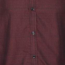 Pre Owned Burberry Burgundy Checkered Cotton Tailored Shirt L