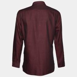 Pre Owned Burberry Burgundy Checkered Cotton Tailored Shirt L