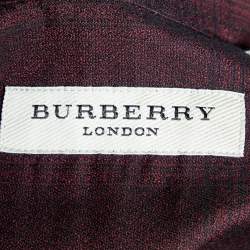 Pre Owned Burberry Burgundy Checkered Cotton Tailored Shirt L
