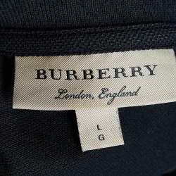 Pre Owned Burberry Black Cotton Pique Polo T-Shirt L