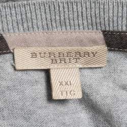 Burberry Grey Cotton & Cashmere Knit Pullover 2XL