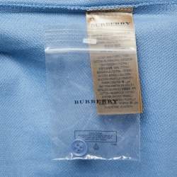 Pre Owned Burberry Blue Cotton Pique Short Sleeve Polo T-Shirt XXL