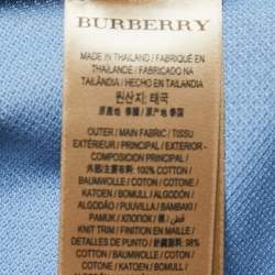 Pre Owned Burberry Blue Cotton Pique Short Sleeve Polo T-Shirt XXL