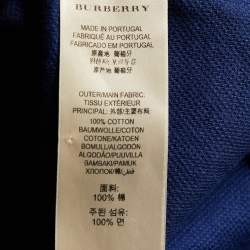 Pre Owned Burberry Navy Blue Cotton Pique Contrast Detail Polo T-Shirt L