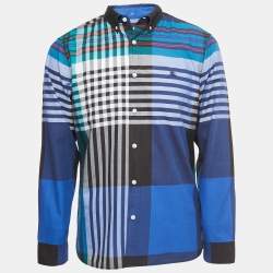 Burberry Multicolor Checkered Cotton Full Sleeve Shirt L