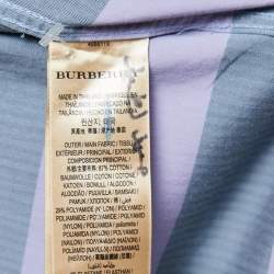 Burberry Blue/Purple Checkered Stretch Cotton Blend Full Sleeve Shirt L