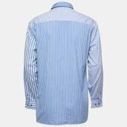 Burberry Blue Striped Cotton Button Front Shirt M