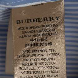 Burberry Blue Striped Cotton Button Front Shirt M