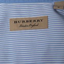 Burberry Blue Striped Cotton Button Front Shirt M