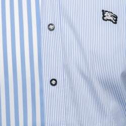 Burberry Blue Striped Cotton Button Front Shirt M
