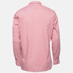 Pre Owned Burberry Red Checked Cotton Full Sleeve Shirt L