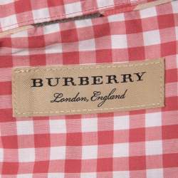 Pre Owned Burberry Red Checked Cotton Full Sleeve Shirt L