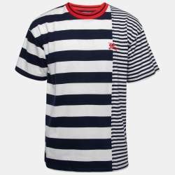 Burberry Blue Striped Cotton Crewneck T-Shirt M