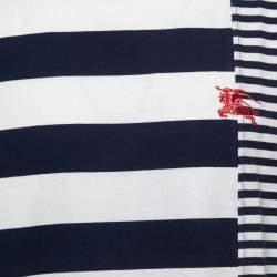 Burberry Blue Striped Cotton Crewneck T-Shirt M