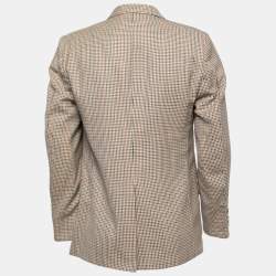 Burberry Vintage Brown Checked Patterned Wool Single-Breasted Blazer S