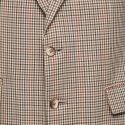 Burberry Vintage Brown Checked Patterned Wool Single-Breasted Blazer S