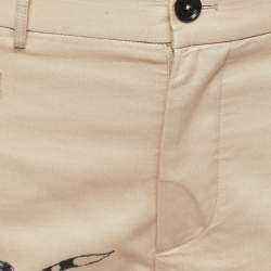Burberry Beige Cotton Sketch Print Trousers M