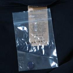 Burberry Navy Blue Cotton Pique Polo T-Shirt L