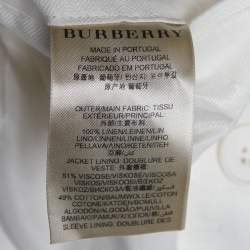 Burberry White Linen Double Breasted Blazer M