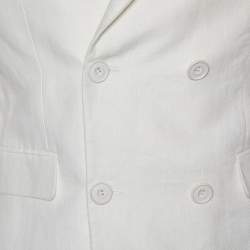 Burberry White Linen Double Breasted Blazer M