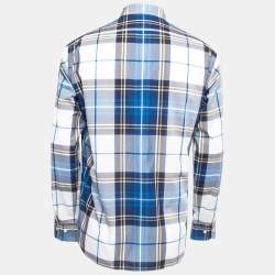 مملوكة مسبقًا Burberry Blue Plaid Cotton Button Front Full Sleeve Shirt L